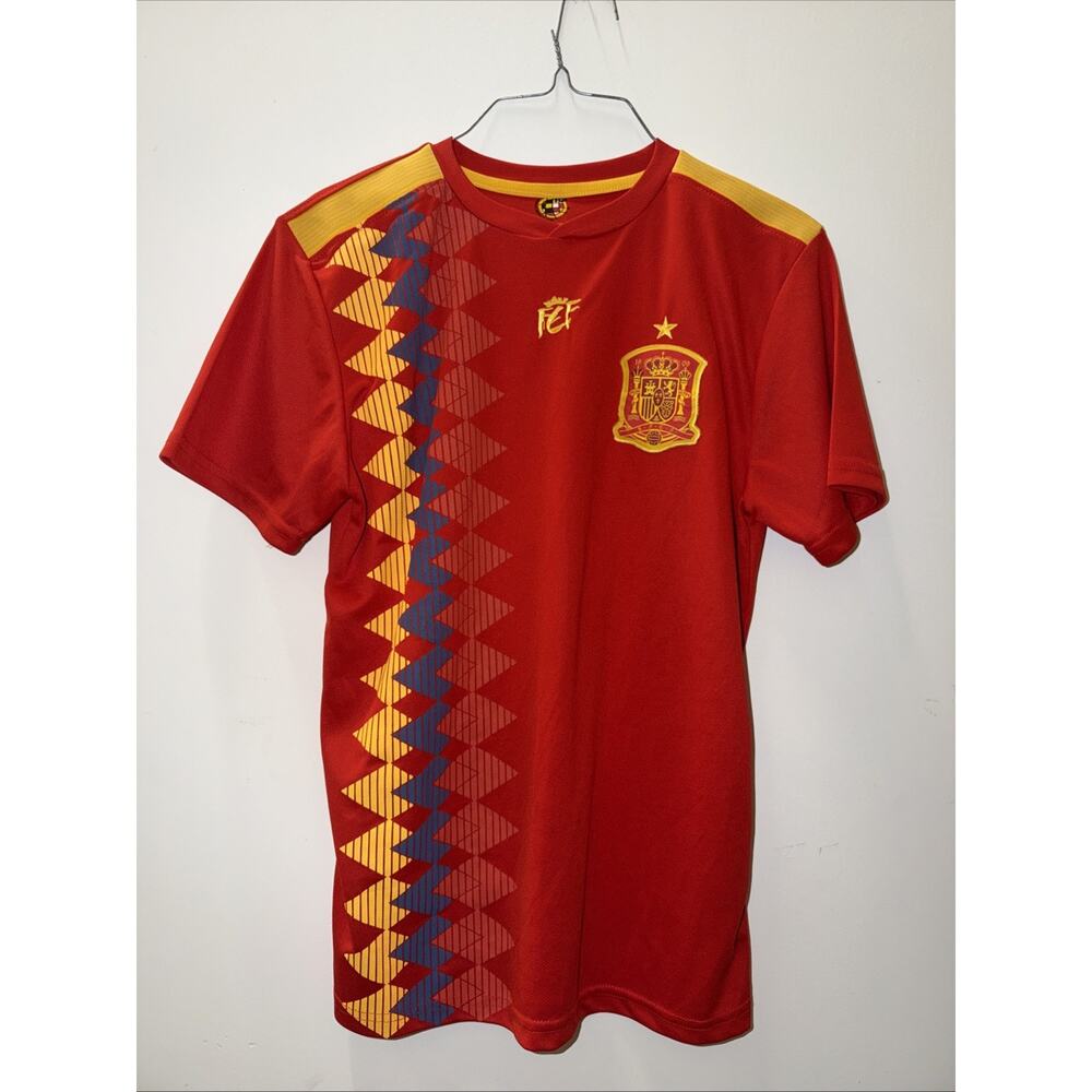Spain National Soccer Team Jersey Sz Small Preowned/Used Mens Red FCF Ramos 15